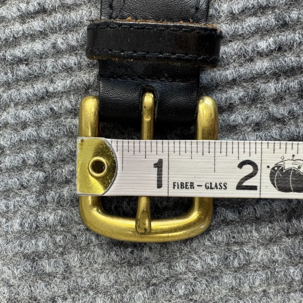 Black Woven Leather Braided Belt Womens M Solid Brass Buckle Classic - Picture 9 of 9